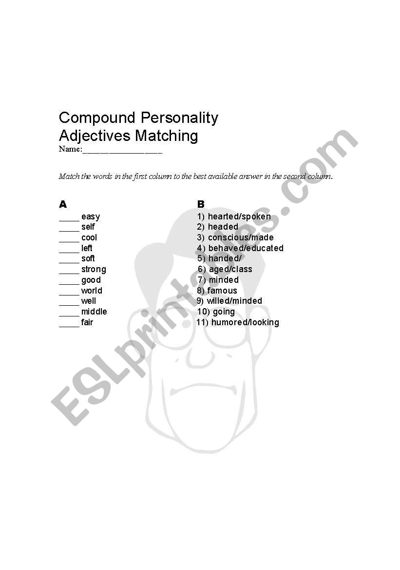 personality adjectives worksheet