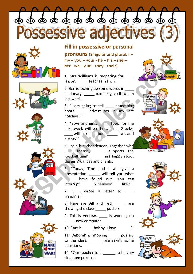 Possessive Adjectives 3 ESL Worksheet By Poohbear