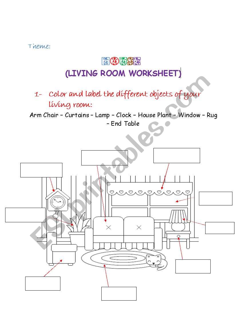 Living room worksheet worksheet