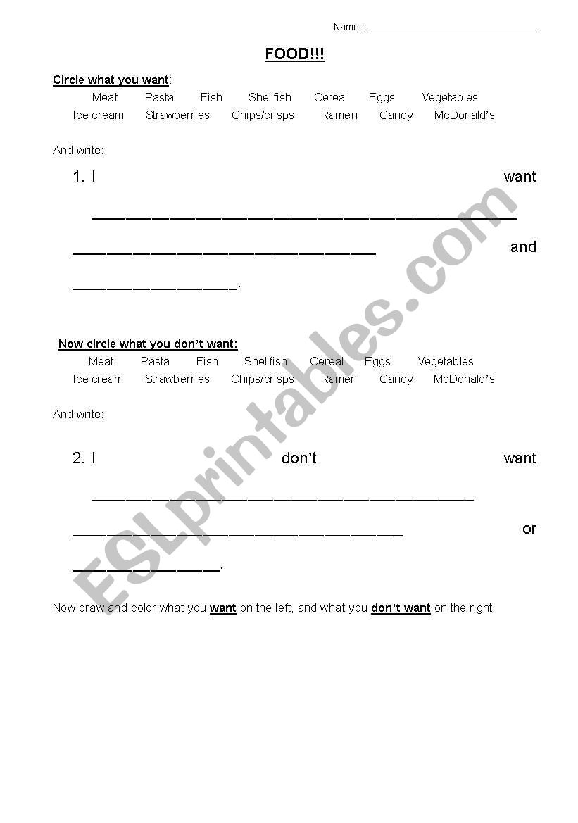 FOOD!!! worksheet