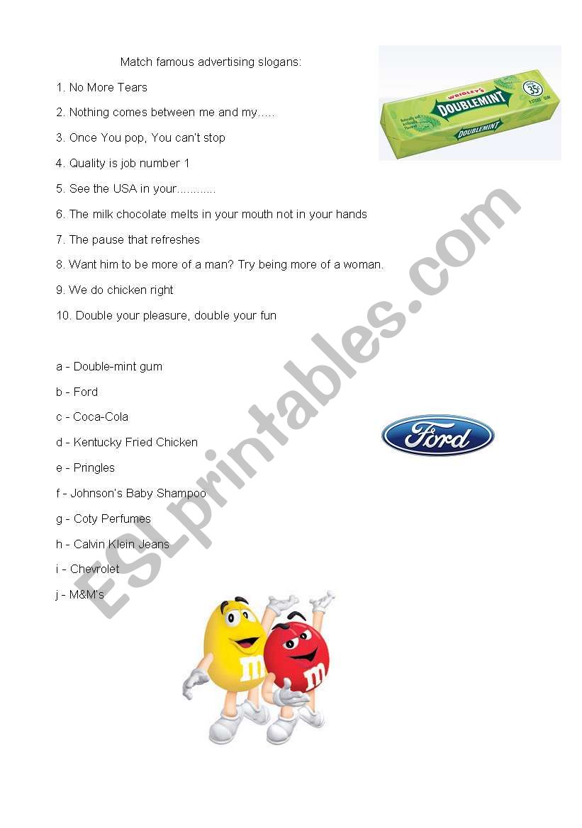 Advertising Slogans worksheet