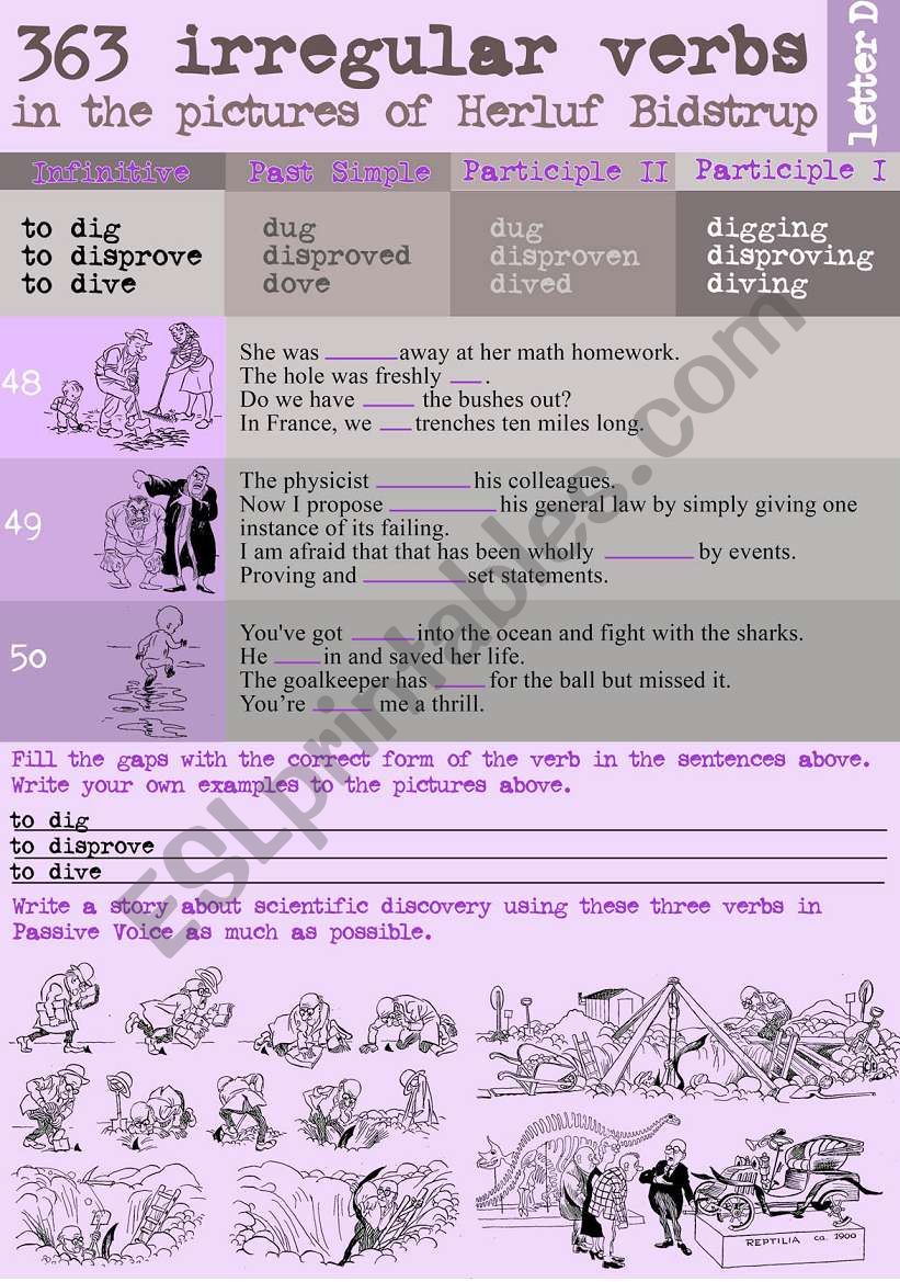 363 Irregular verbs in the pictures of Herluf Bidstrup