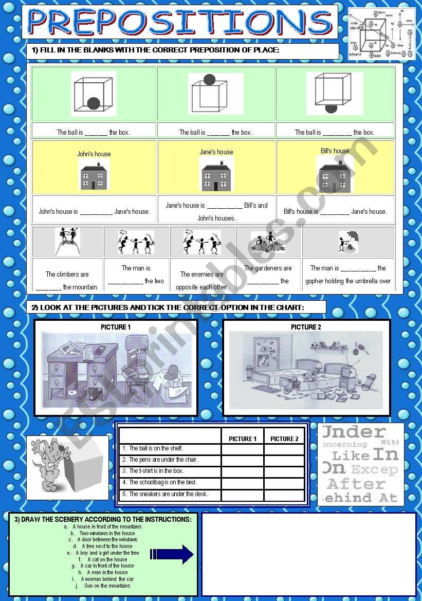 Prepositions of Place worksheet