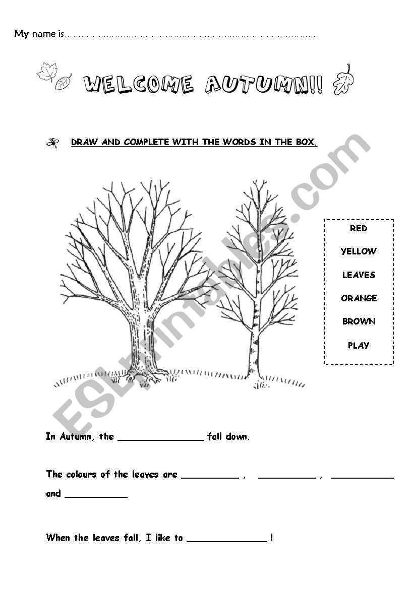 Welcome autumn worksheet