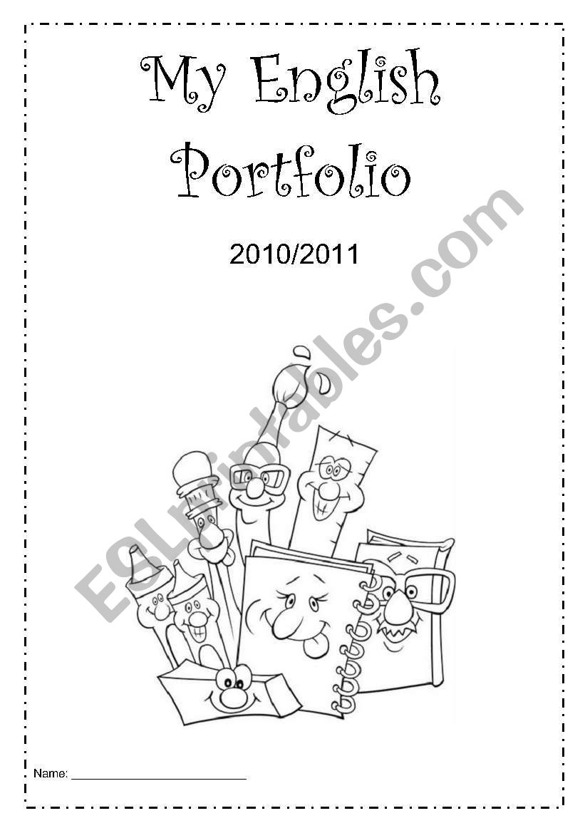 English Portfolio Cover worksheet
