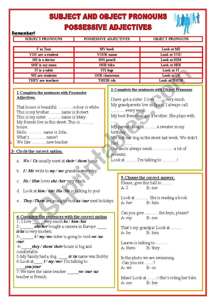 subject-and-object-pronouns-possessive-adjectives-keys-esl