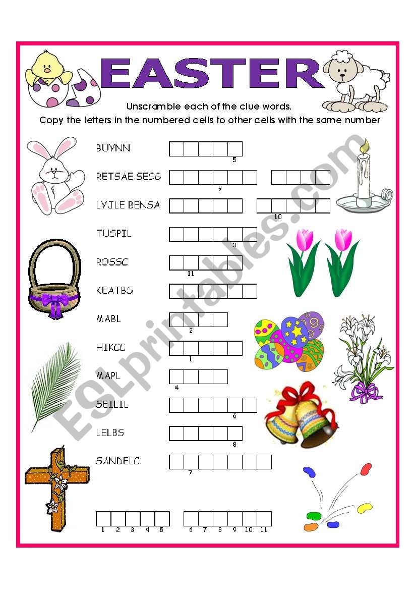 DOUBLE PUZZLE (EASTER) + KEY worksheet