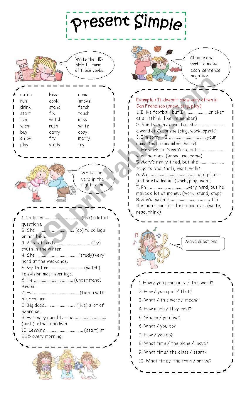 PRESENT SIMPLE EXERCISES worksheet