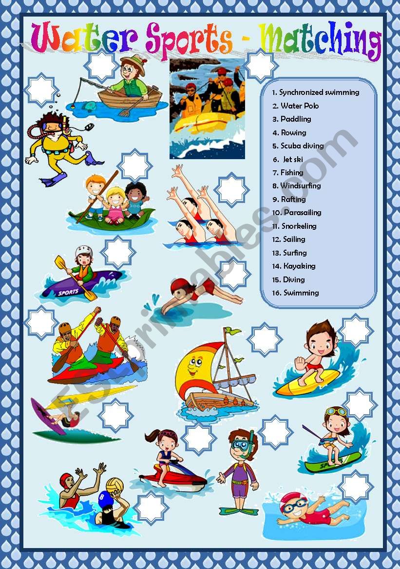 WATER SPORTS - MATCHING worksheet