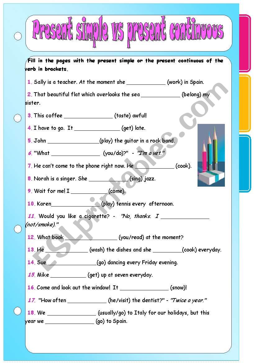 Verb series - 1 - Present simple vs present continouous