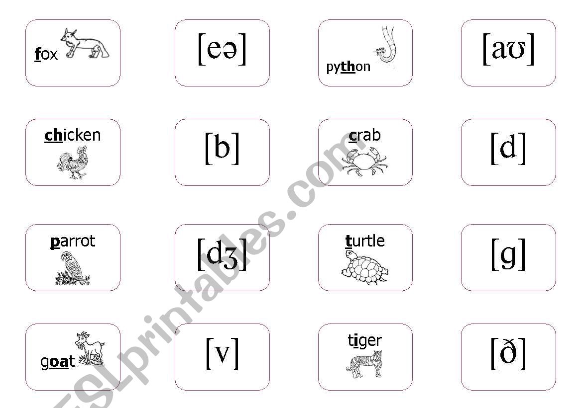 My Phonetic Animal Alphabet Flash cards 7/7 - ESL worksheet by