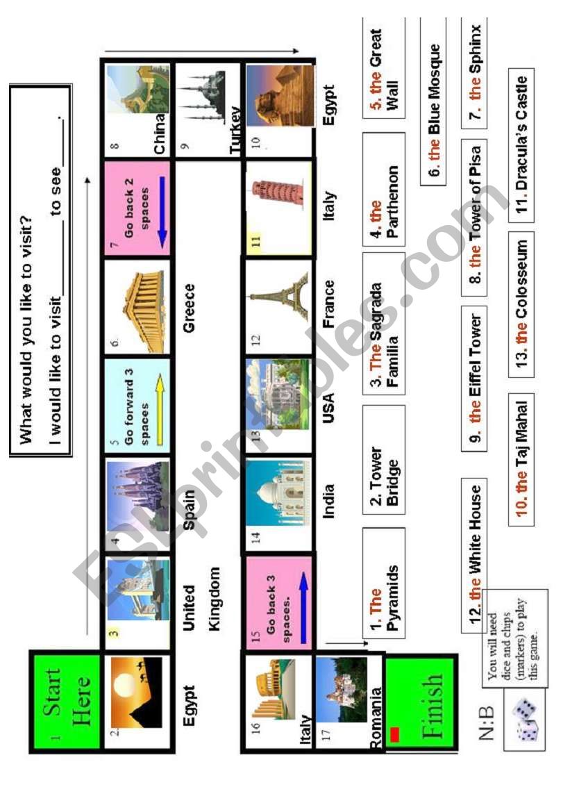 Board Game-Countries and Monuments