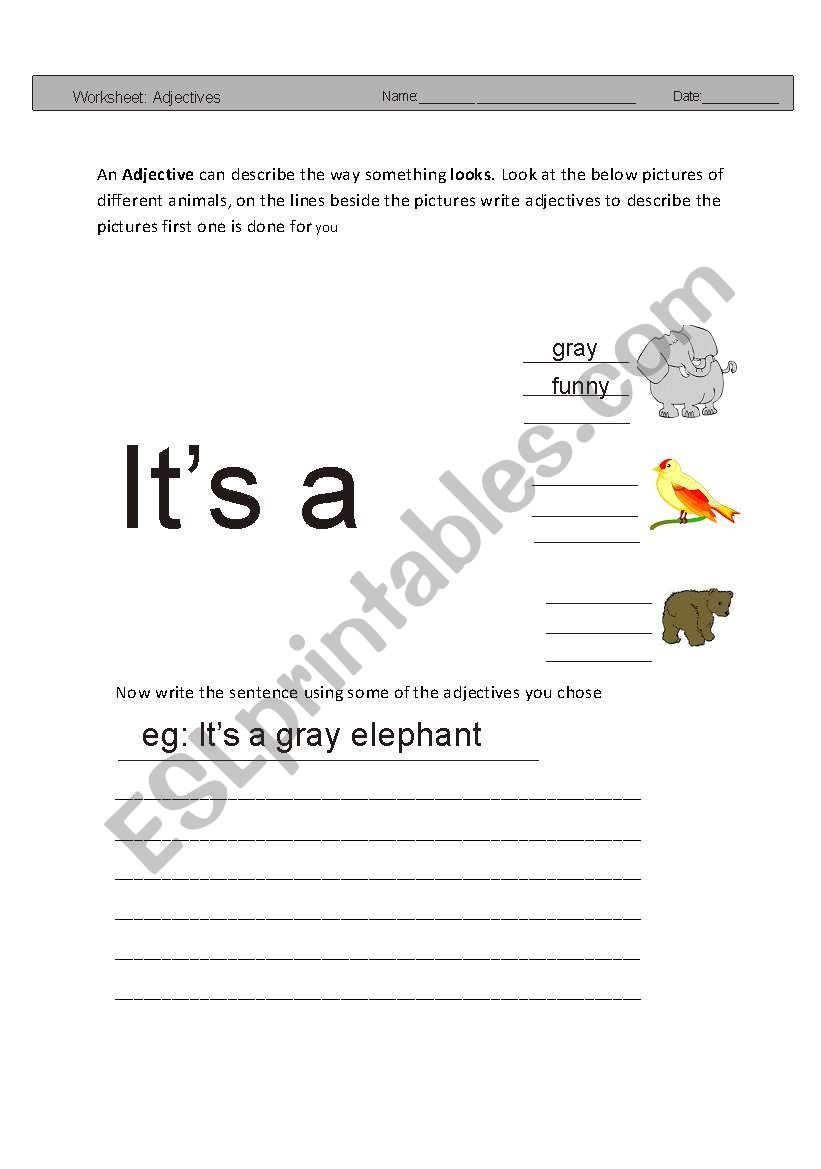 Adjectives worksheet