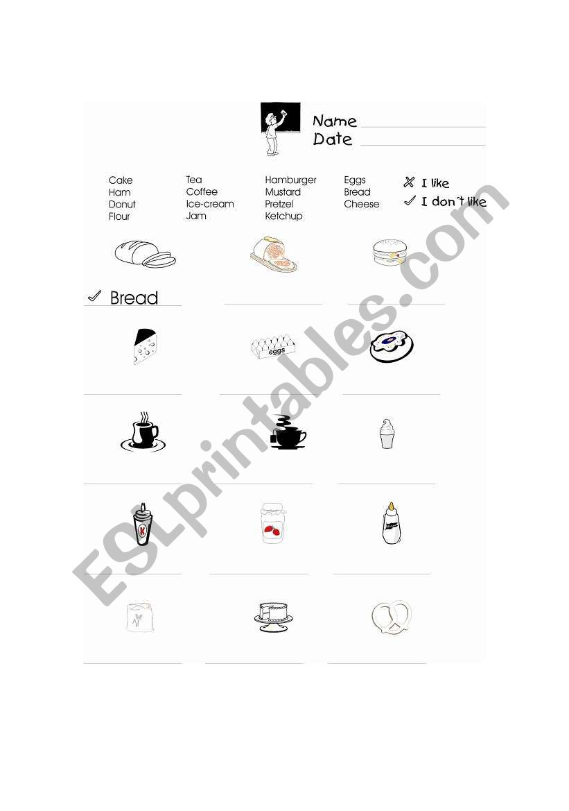 food worksheet