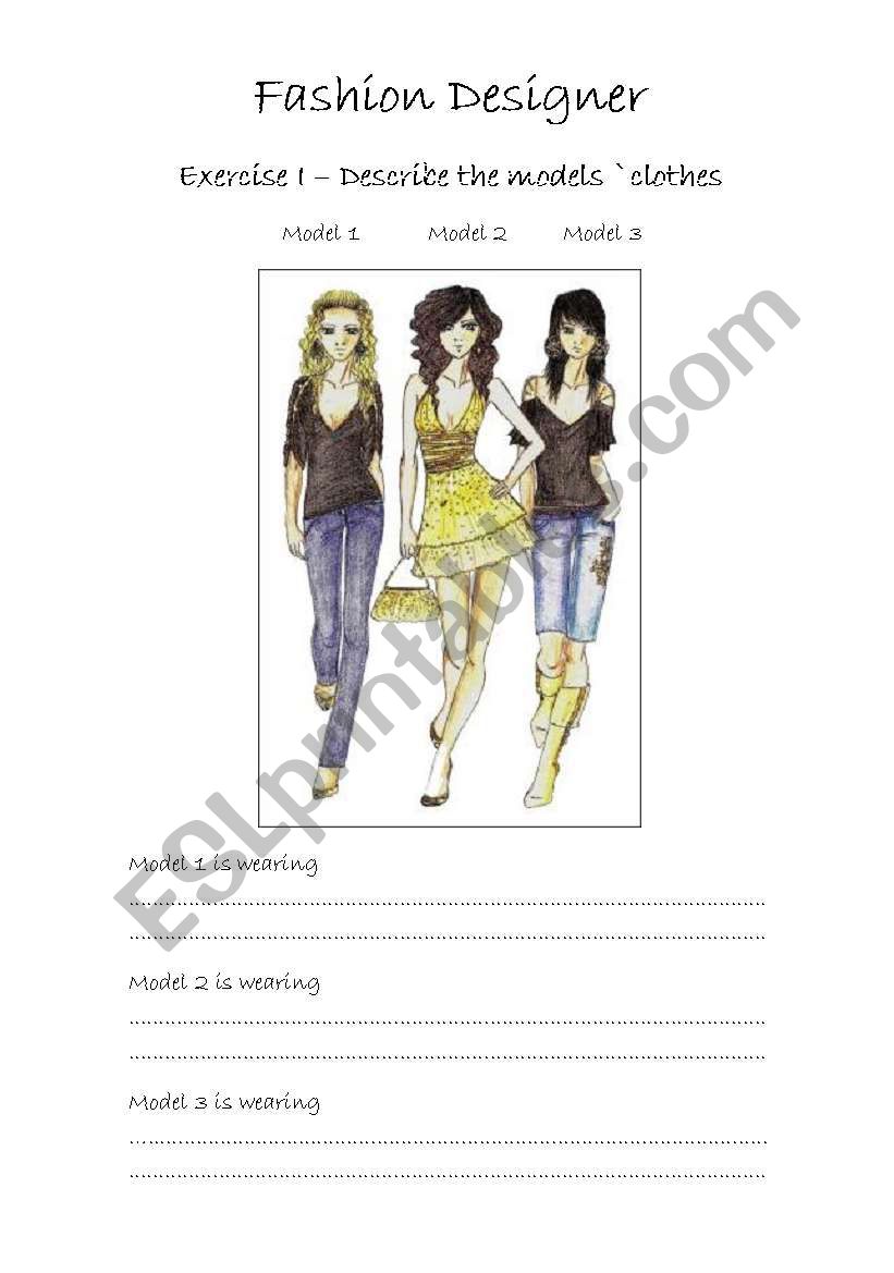 Fashion Designer worksheet