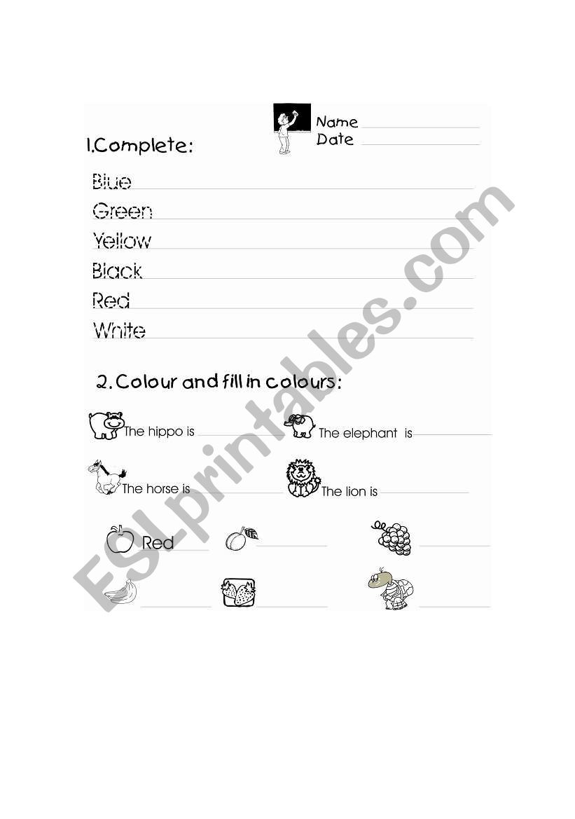 colours worksheet