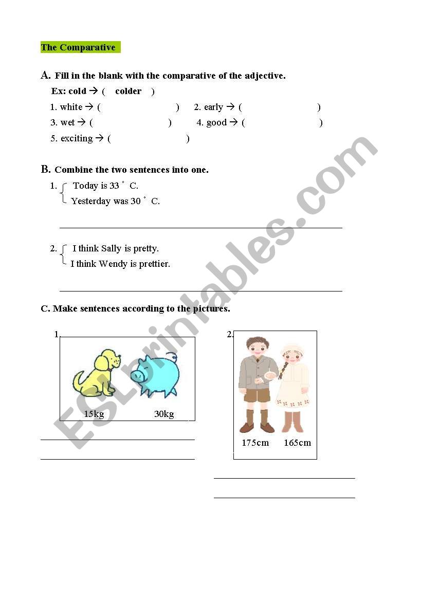 Adjectivs learning sheets worksheet