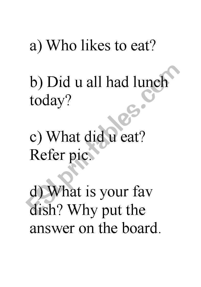 who likes to eat worksheet