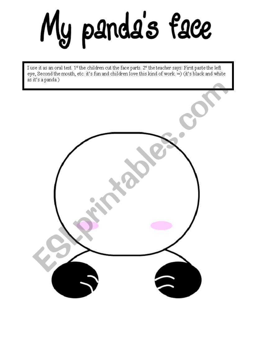 my panda face (oral activity) worksheet