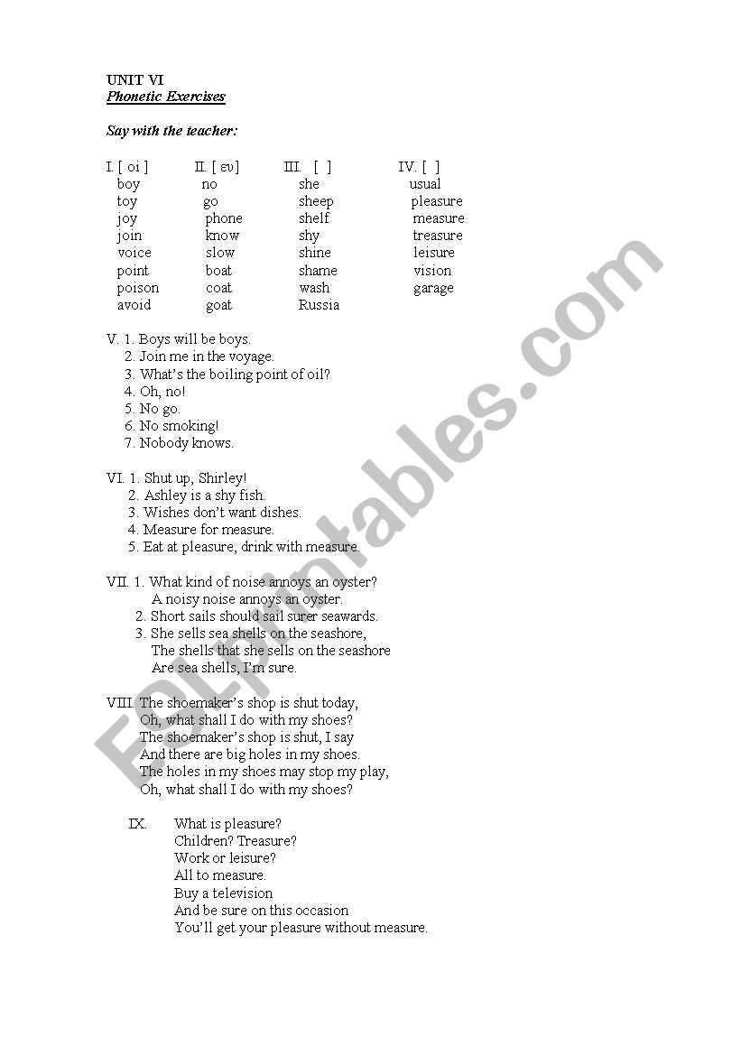 Phonetics worksheet