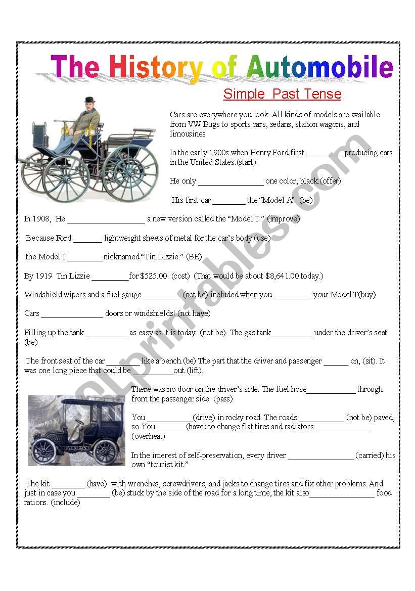 SIMPLE PAST TENSE - HISTORY OF AUTOMOBILE