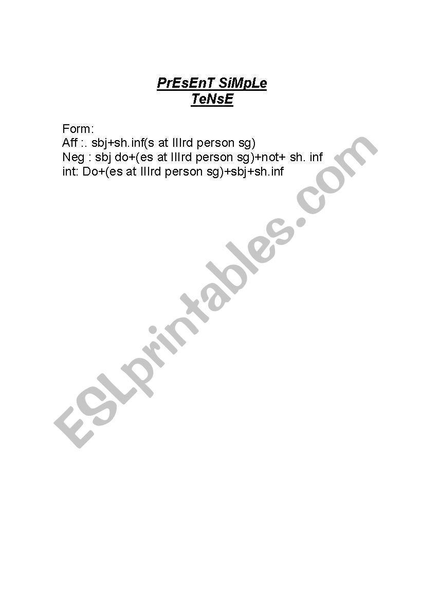 present simple formula worksheet