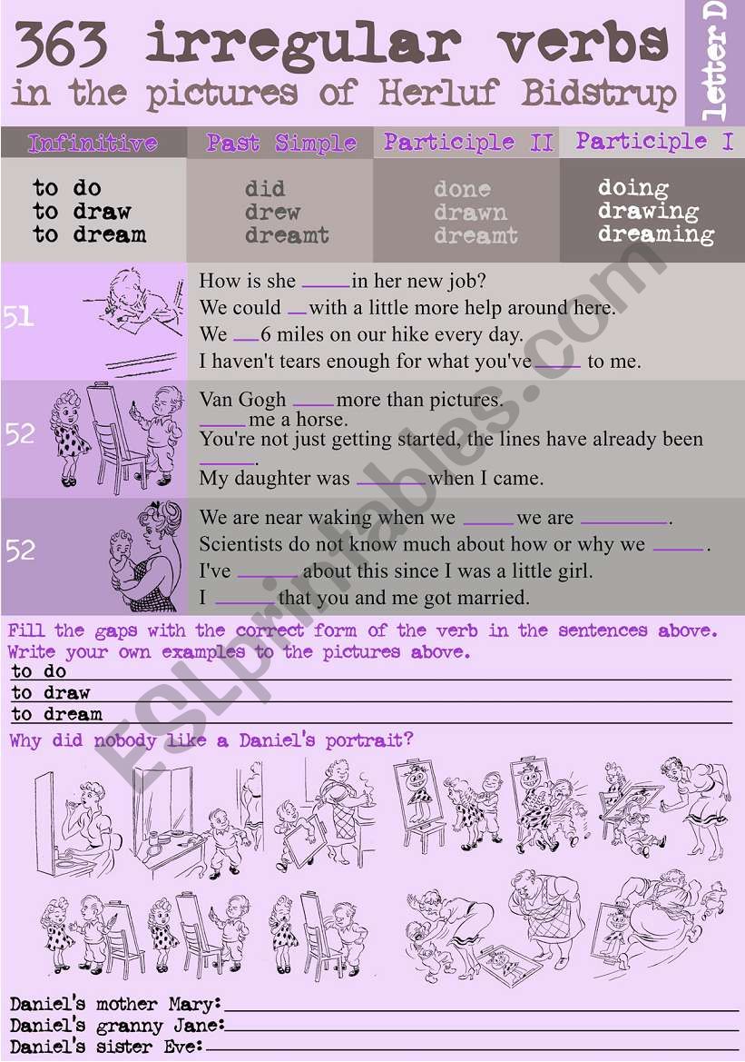 363 Irregular verbs in the pictures of Herluf BidstrupÂ´