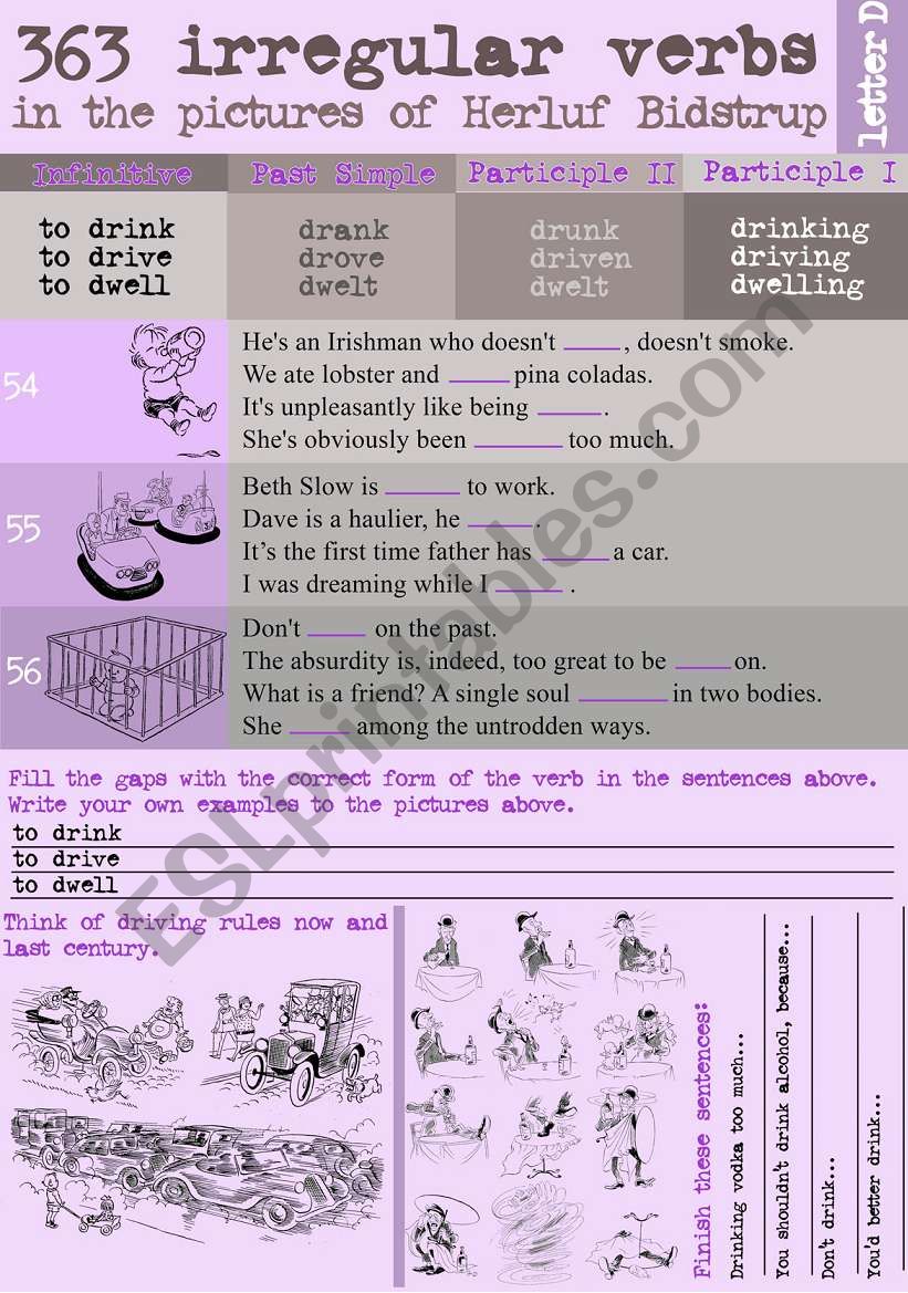 363 Irregular verbs in the pictures of Herluf BidstrupÂ´