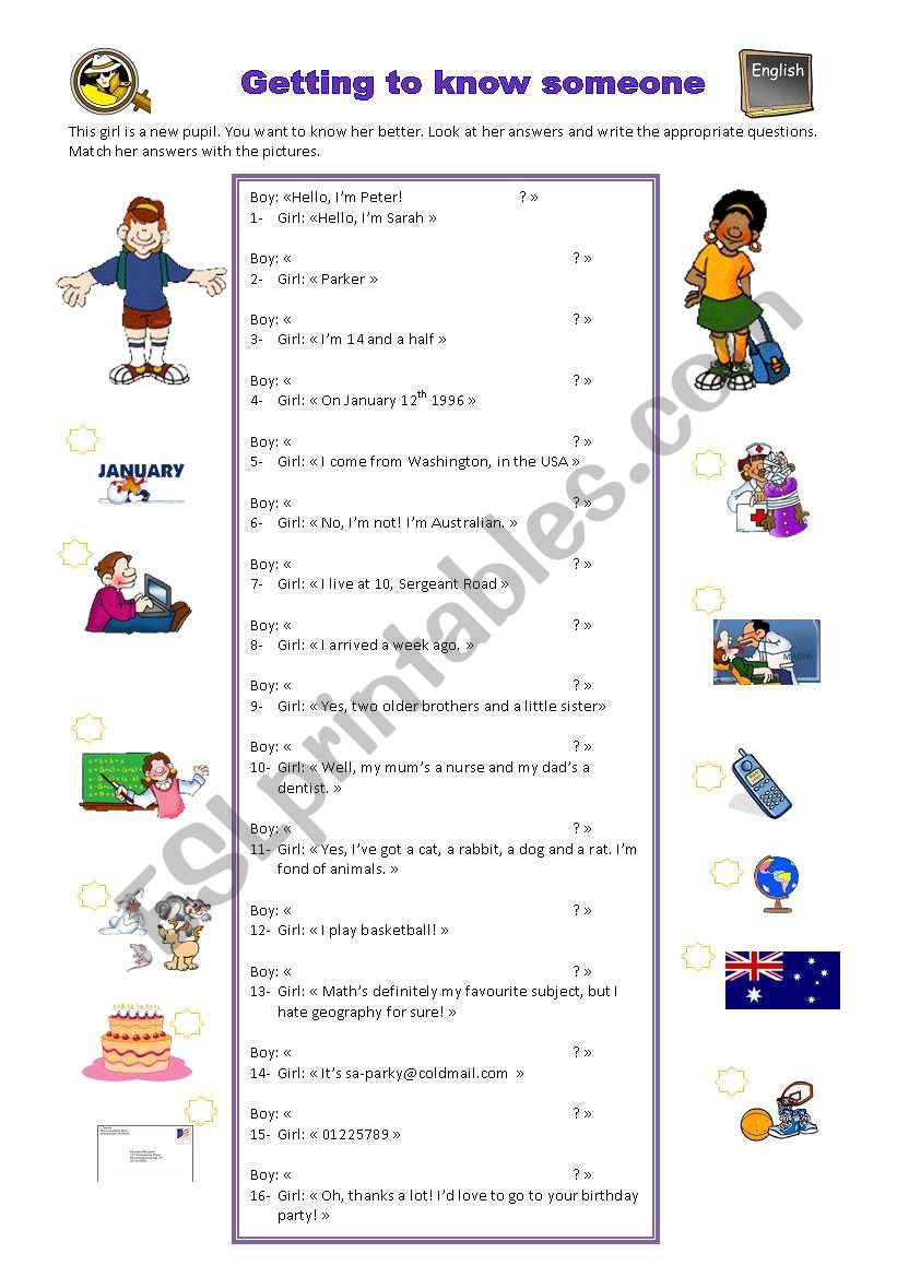 getting to know people worksheet