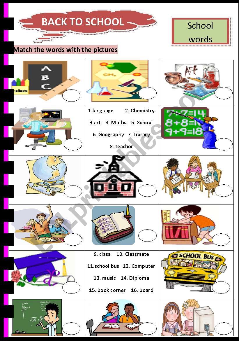 BACK TO SCHOOL . 4 of 6 worksheet