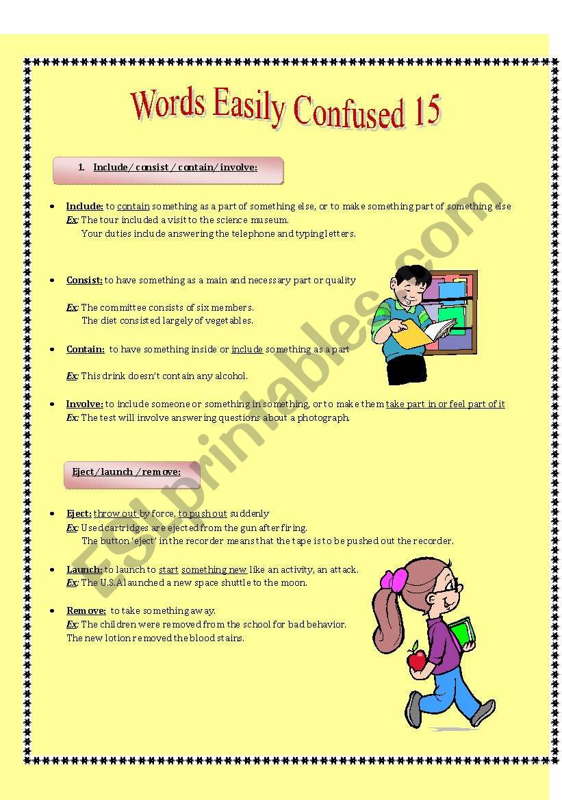 words easily confused 15 worksheet