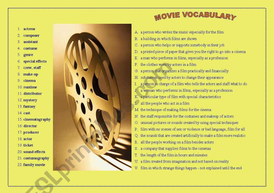 MOVIE VOCABULARY worksheet