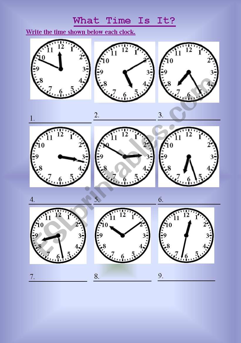 What time is it? worksheet