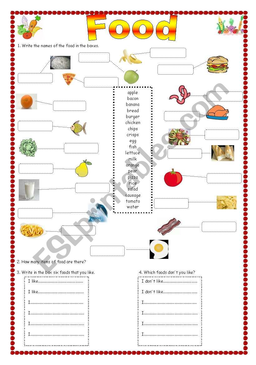 Food worksheet