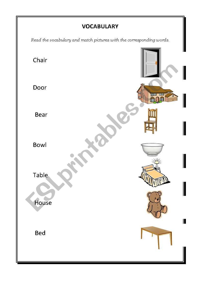 Things of the house worksheet