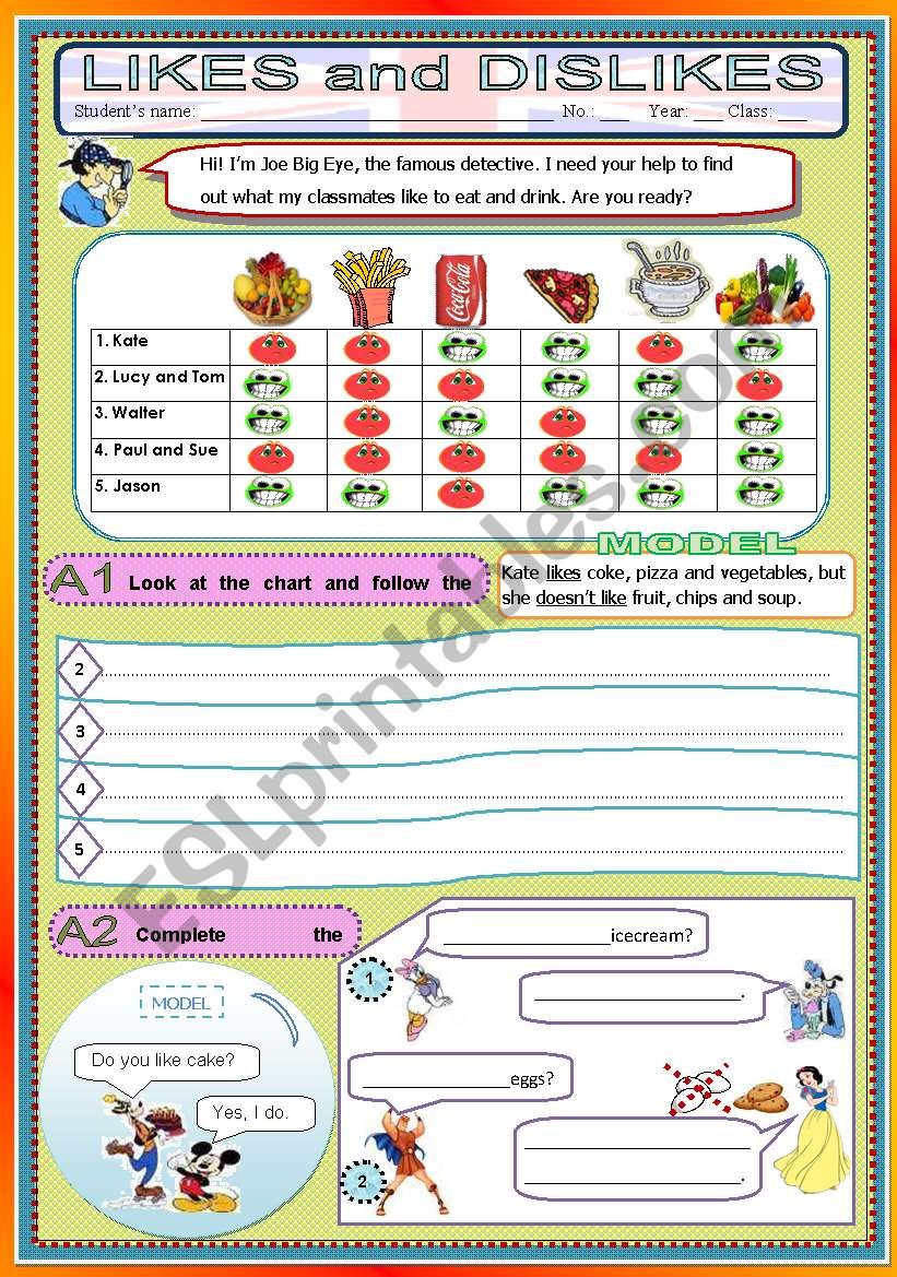 LIKES and DISLIKES worksheet