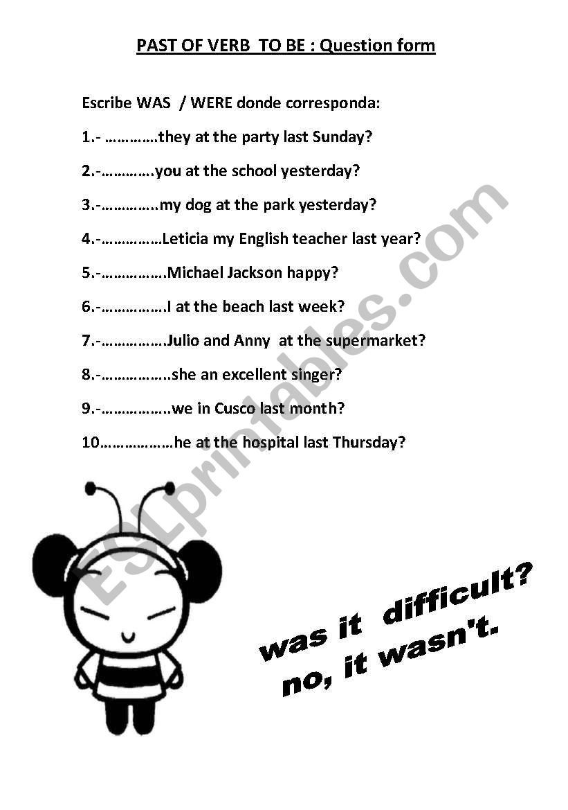 simple past   verb tobe worksheet