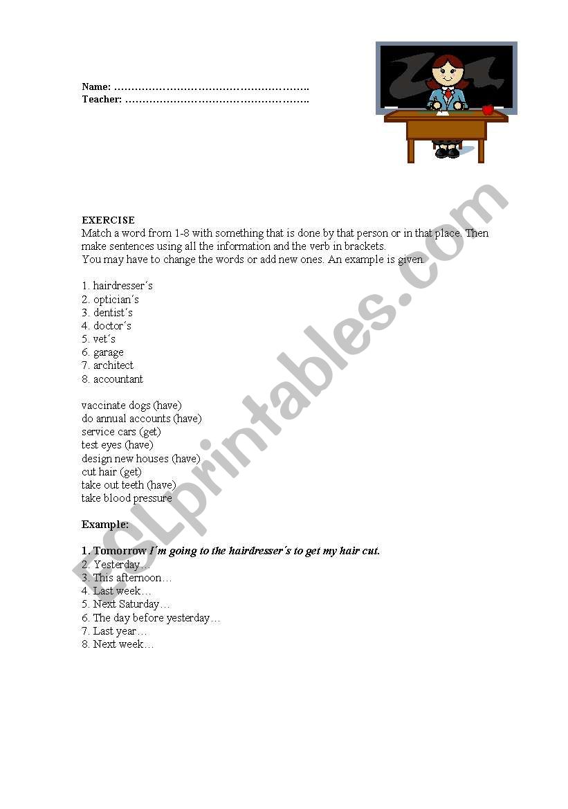 Causative verb - Activity  worksheet