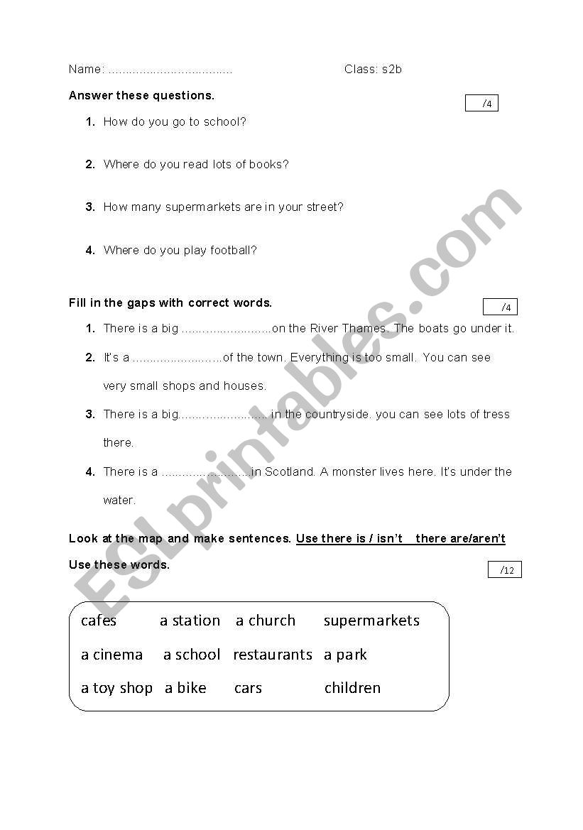 test worksheet