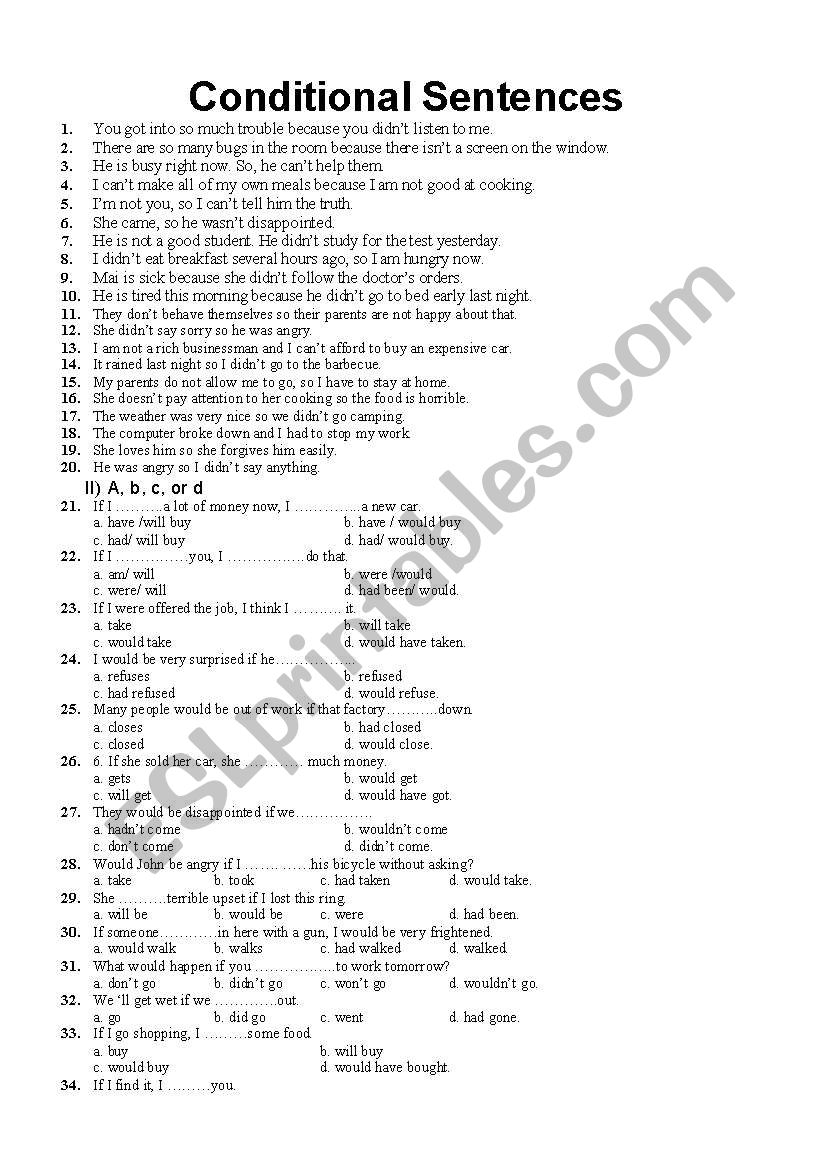 conditional sentences worksheet