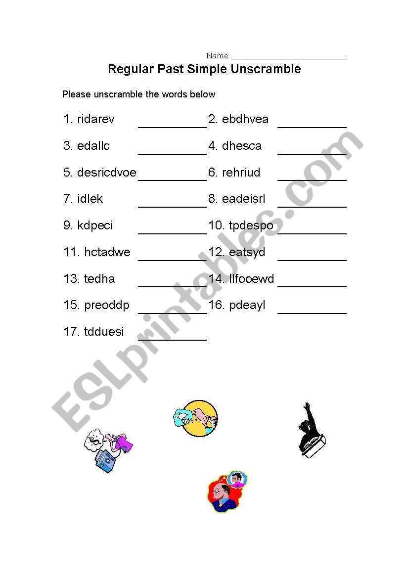 Past Simple Unscramble worksheet