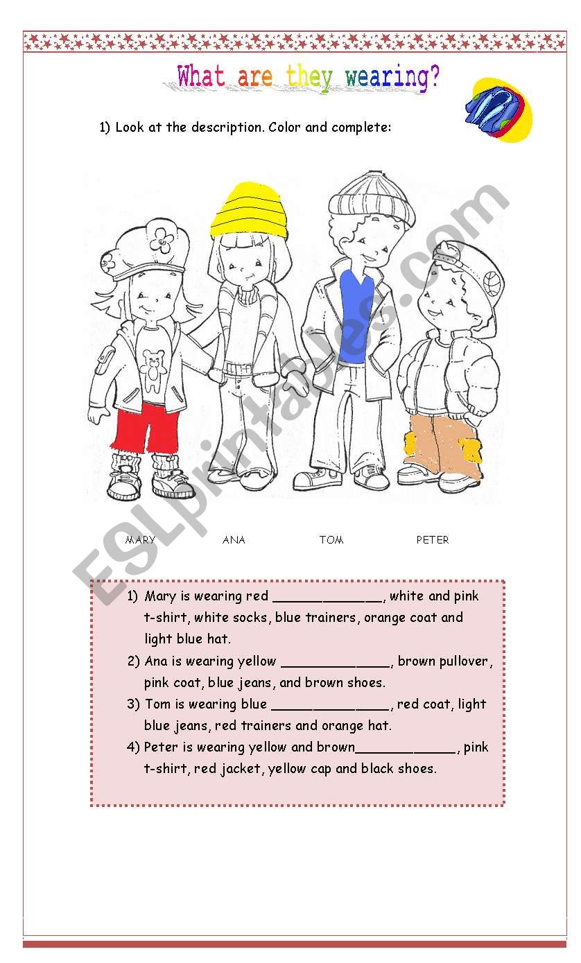 What are they wearing? worksheet