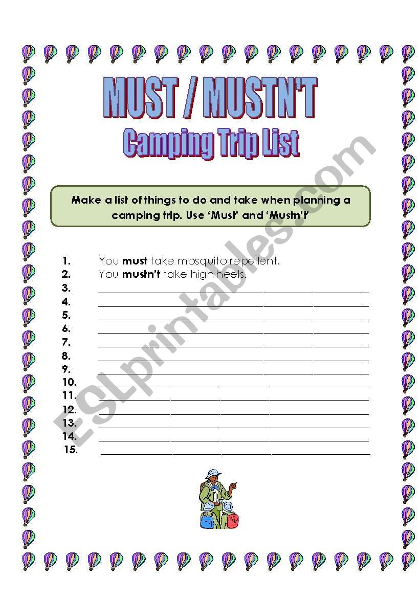 Must / Mustnt worksheet