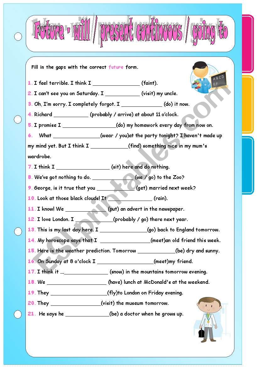 Verb series 2  - futures : will, going to & present continuous