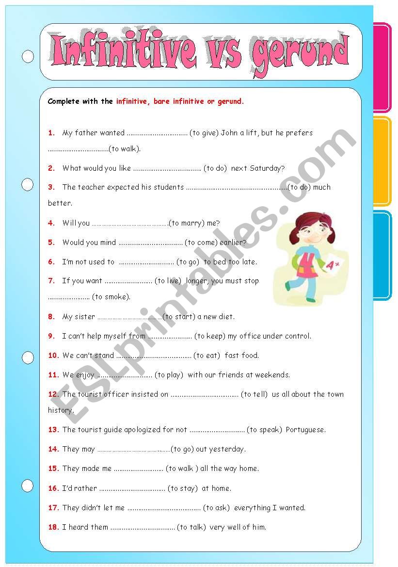 Verb series 3  - infinitive vs infinitive