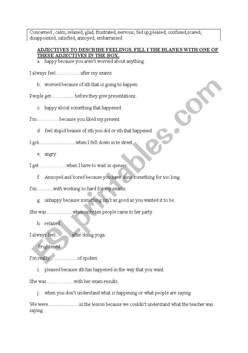 Adjectives worksheet