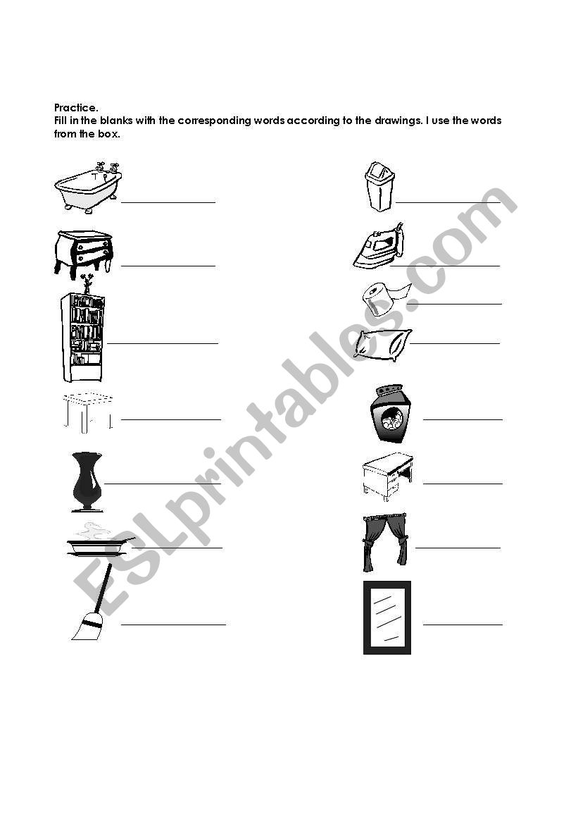 Furniture Practice worksheet