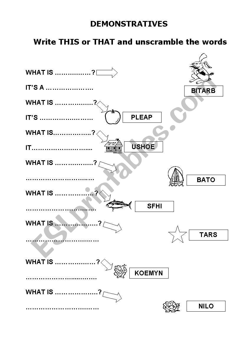 DEMONSTRATIVES THIS-THAT worksheet