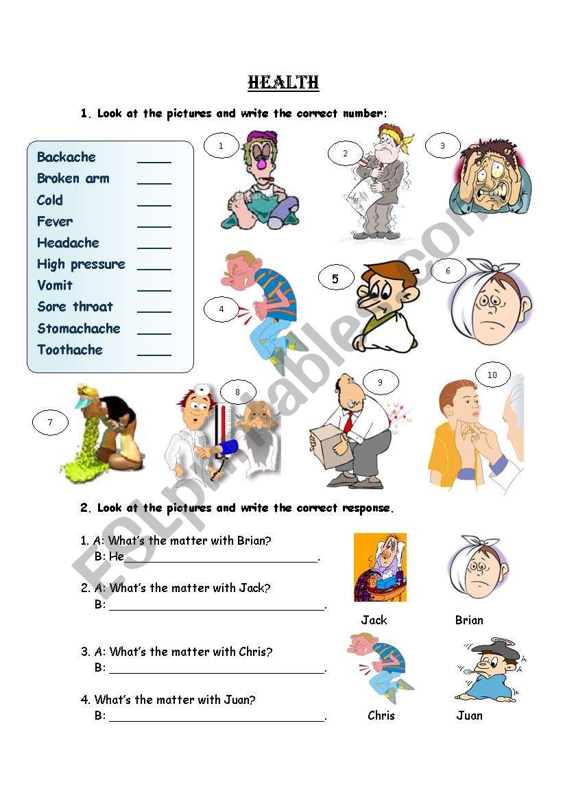  Health Problems worksheet