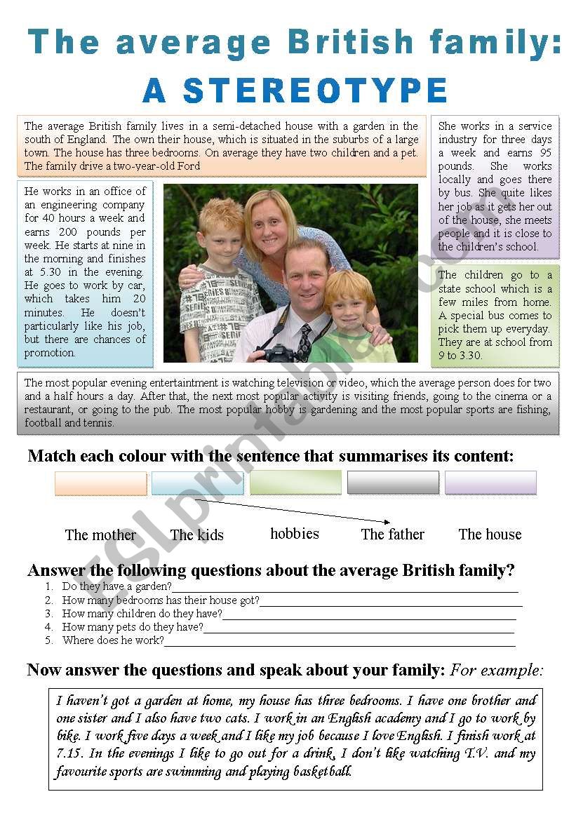 British Family worksheet